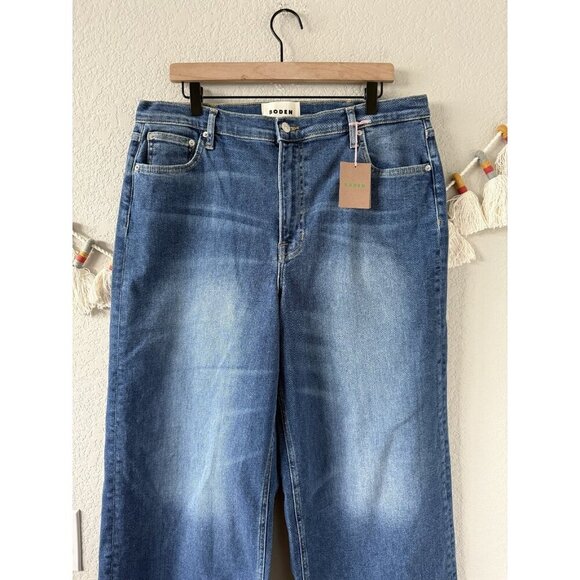 Boden High Rise Wide Leg Jeans Mid Vintage Wash Denim Boho Baggy NWT 32L - Picture 5 of 11